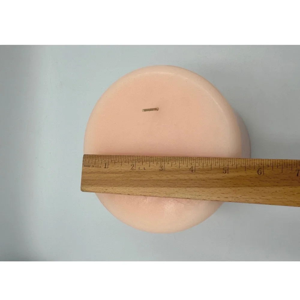 PartyLite 3 Wick Pillar Candle 5x5 Peach Pink Large Round Retired - Picture 6 of 8